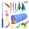 Plush and Feather Cat Wand Toy Set