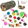 Plush and Feather Cat Wand Toy Set
