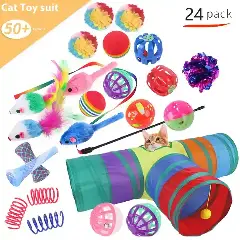 Plastic interactive cat channel toy set with randomly colored accessories